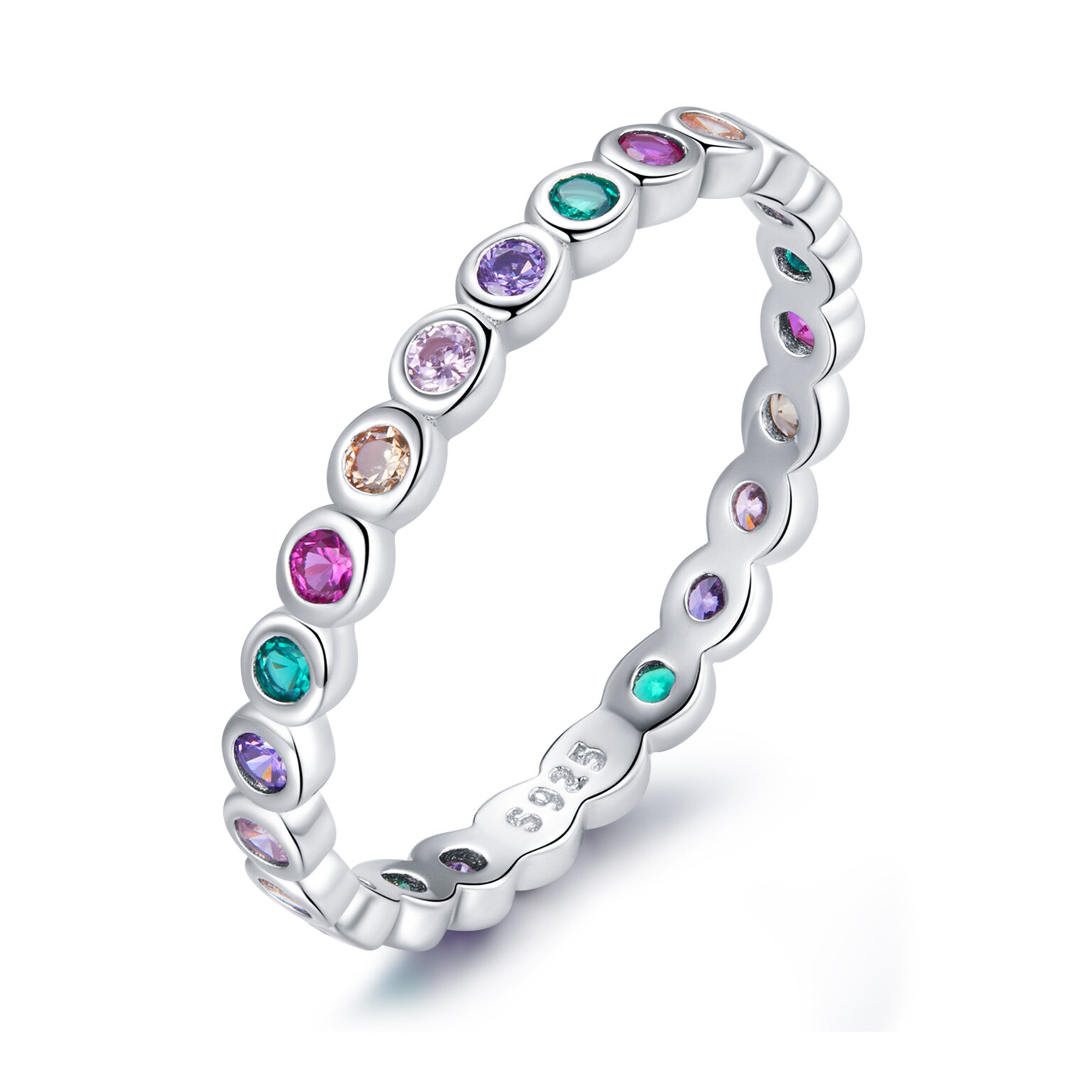 Inel din argint rainbow dots