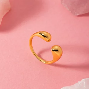 Inel din argint reglabil Minimalist Golden Ring