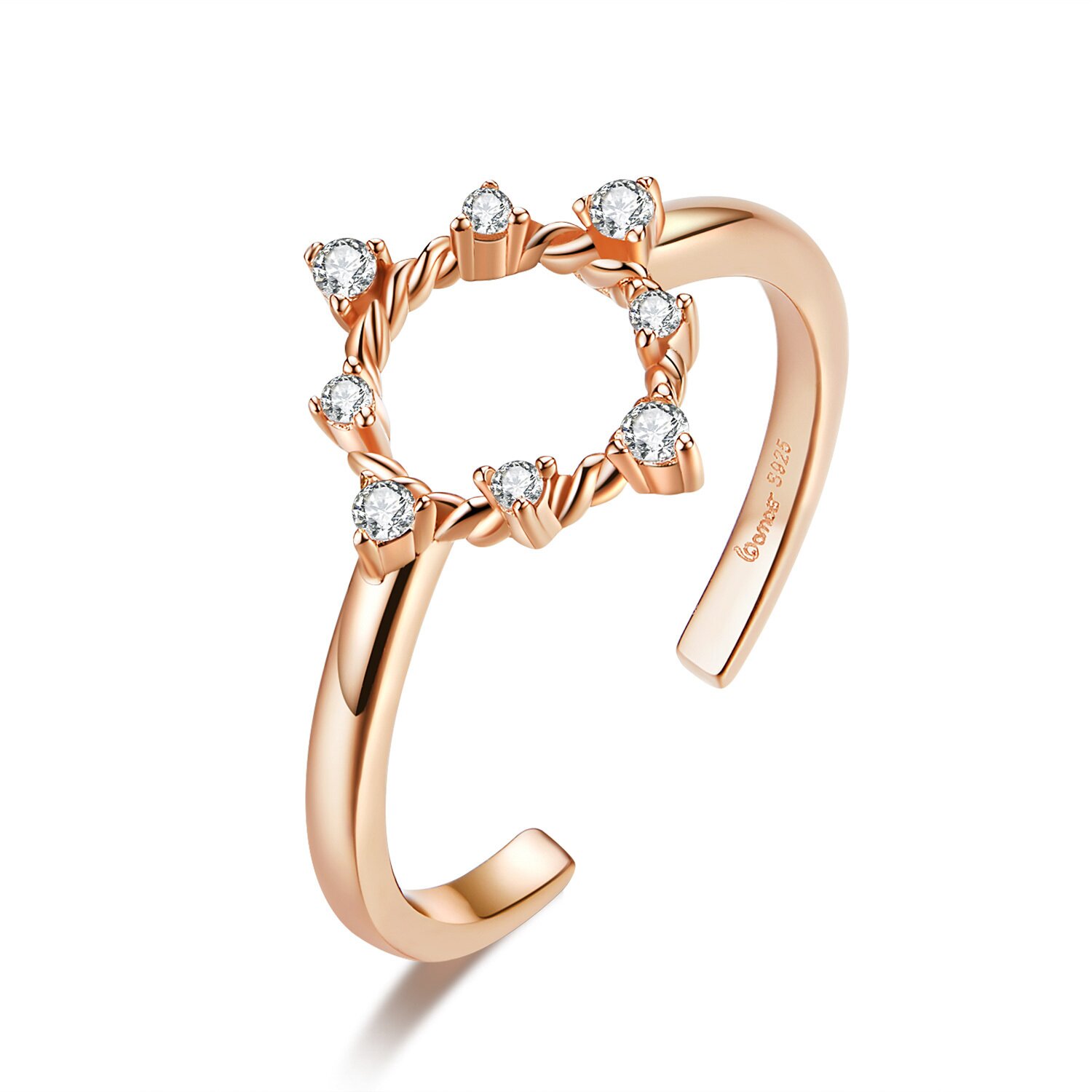 Inel din argint reglabil rose gold stars