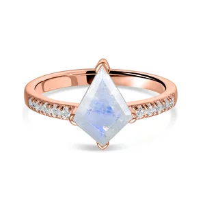Inel din argint Rose Gold Rhombus Moonstone