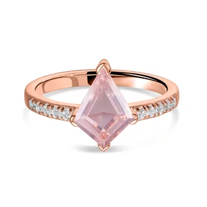 Inel din argint Rose Gold Rhombus Rose Quartz