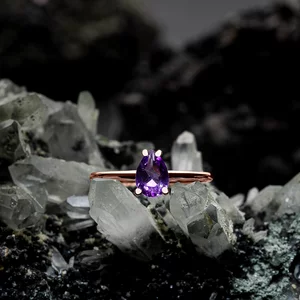Inel din argint Rose Gold Serene Bliss Amethyst