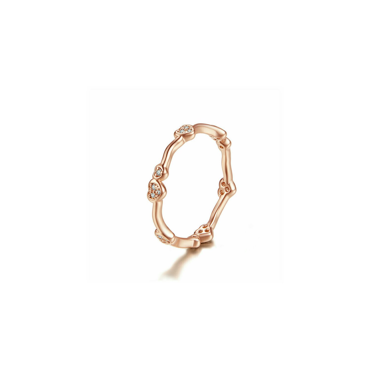 Inel din argint rose gold sparkling hearts