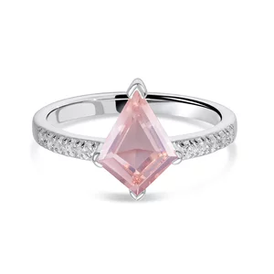 Inel din argint Silver Rhombus Rose Quartz