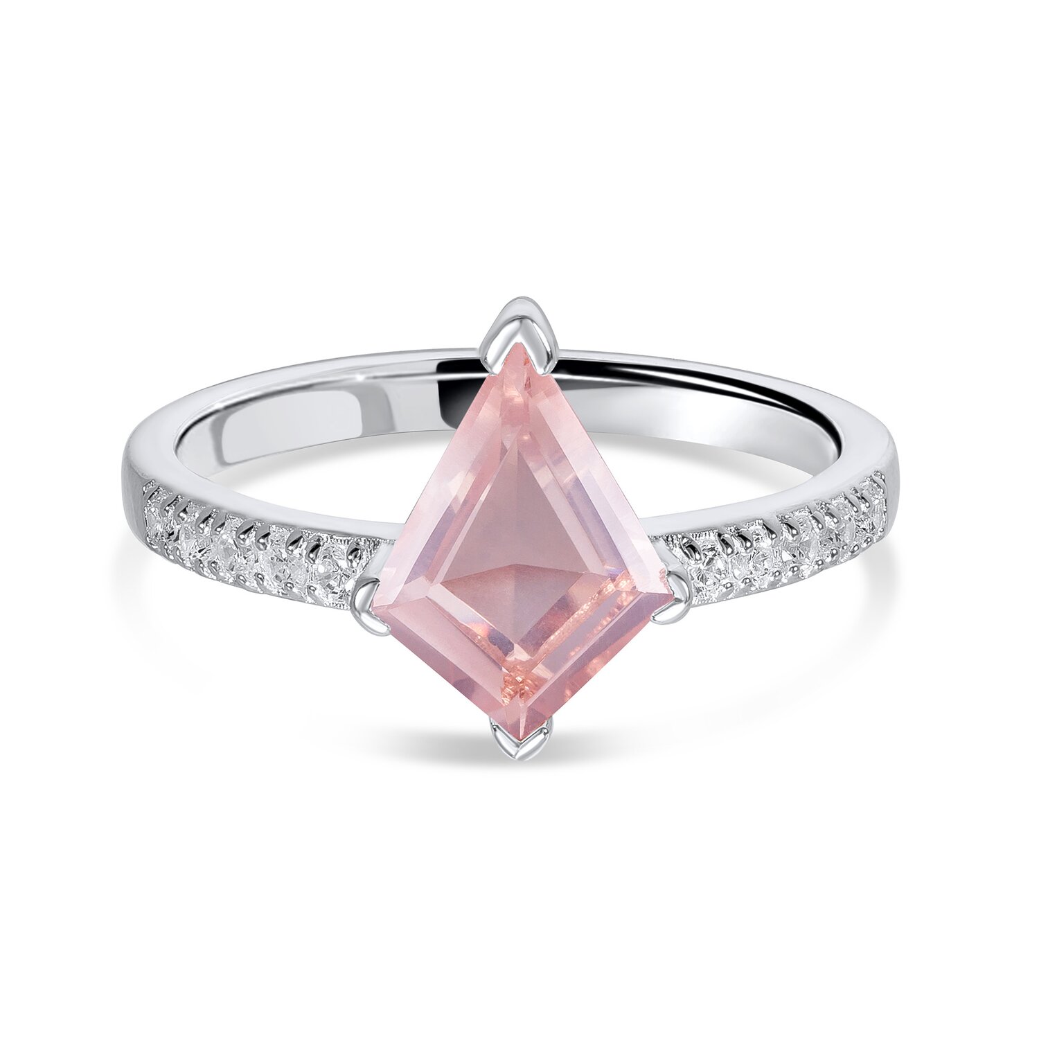 Inel din argint Silver Rhombus Rose Quartz