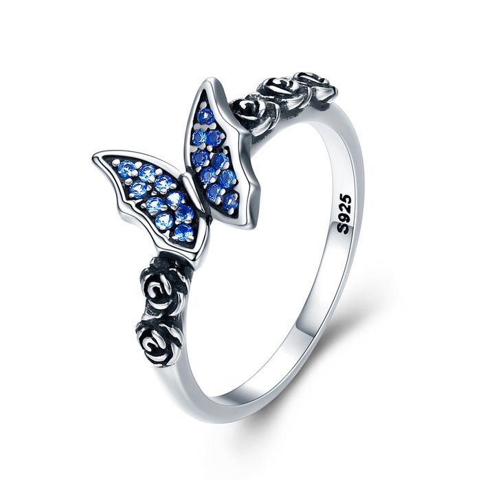 Inel din argint vintage blue butterfly