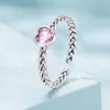 Inel reglabil din argint Braided Pink Heart picture - 3