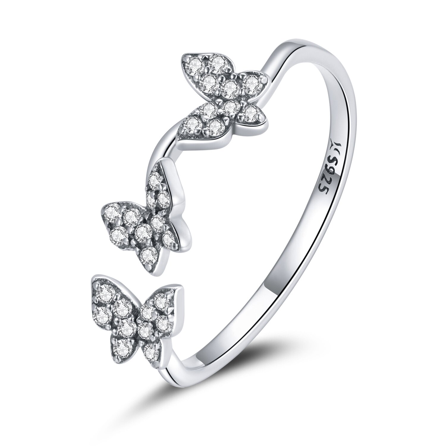 Inel reglabil din argint butterflies trio