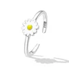 Inel reglabil din argint White Daisy Flower picture - 2