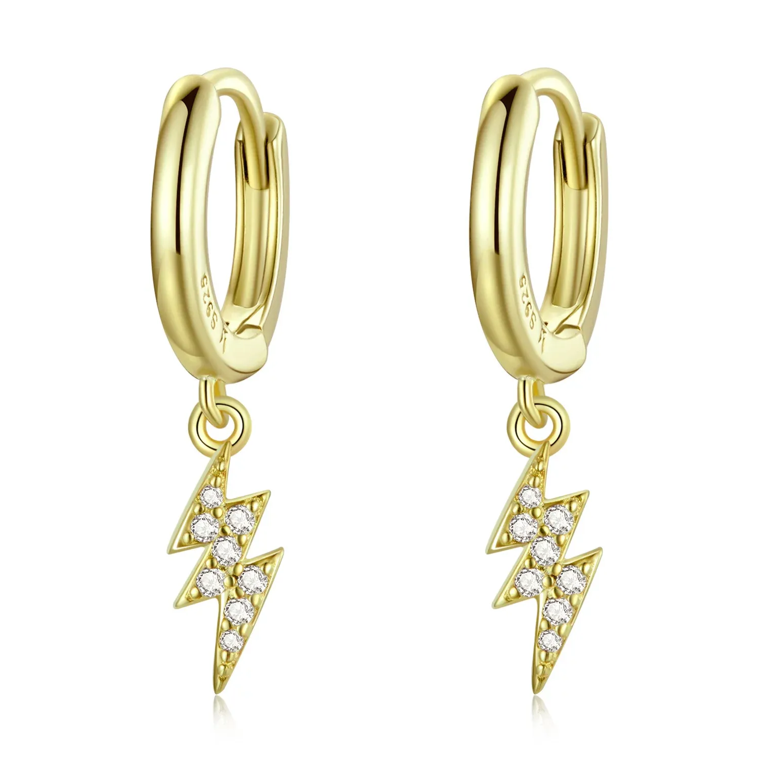 Cercei din argint Golden Sparkling Lightning