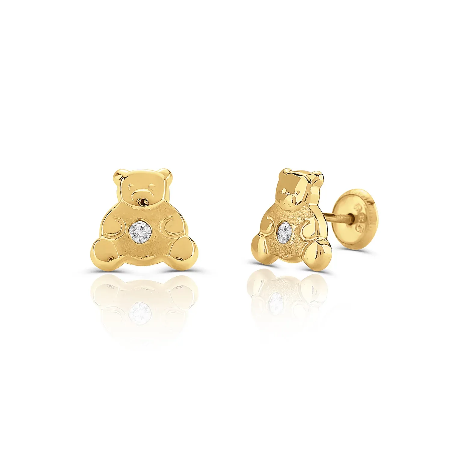 Cercei din aur 14K pentru copii Teddybear and Crystals