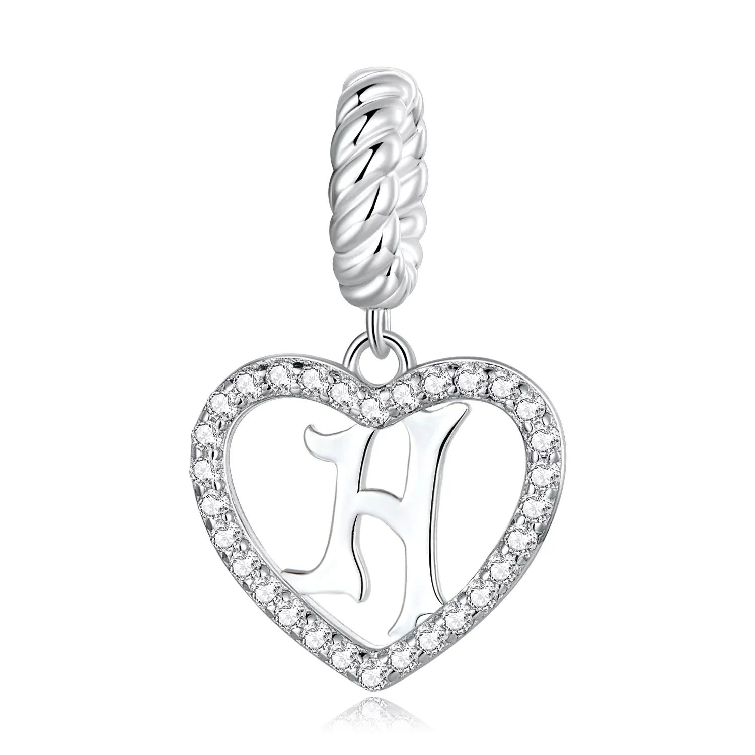 Talisman din argint Heart Letter H