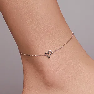 Bratara de glezna din argint Simple Heart