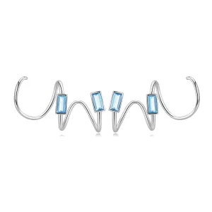 Cercei din argint Blue Curved Rectangles