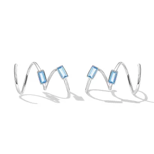 Cercei din argint Blue Curved Rectangles