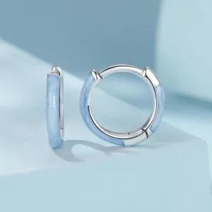 Cercei din argint Blue Hoops