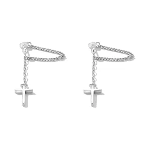 Cercei din argint Chained Cross
