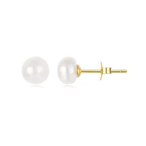 Cercei din argint Golden Small Pearl Studs