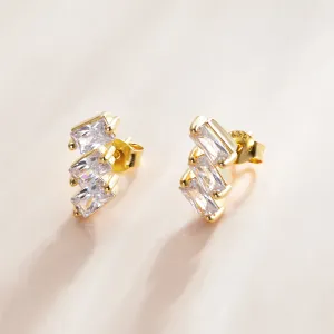 Cercei din argint Golden Stacked Crystals