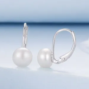Cercei din argint Pearl Hoops