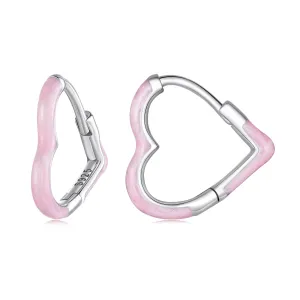 Cercei din argint Pink Hearts Hoops