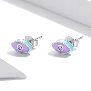Cercei din argint Purple Eye Stud