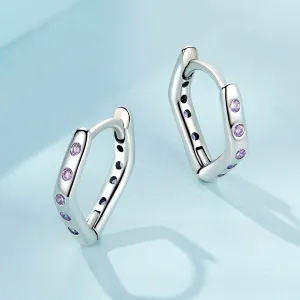 Cercei din argint Purple V Shape Hoops