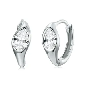 Cercei din argint Silver Hoops Crystal