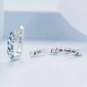Cercei din argint Twisted Blue Squares