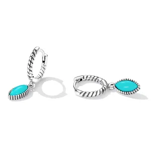 Cercei din argint Twisted Turquoise Droplet