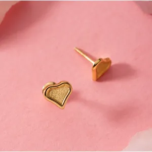 Cercei din aur 14K Contoured Heart
