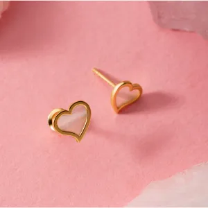 Cercei din aur 14K Pearled Cartoon Hearts