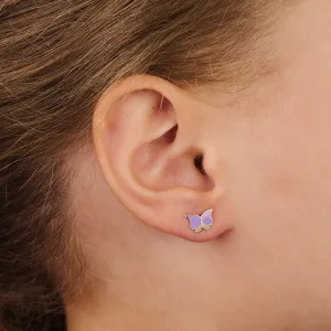 Cercei din aur 14K pentru copii Purple Butterflies