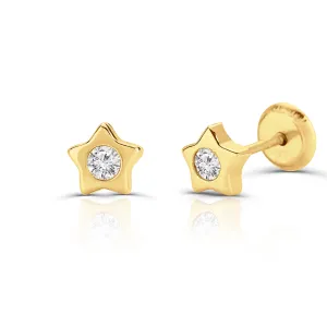 Cercei din aur 14K pentru copii Small Stars and Crystal