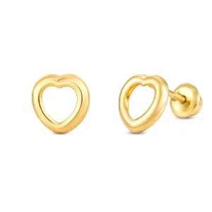 Cercei din aur 14K Round Empty Heart
