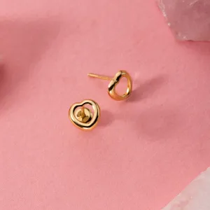 Cercei din aur 14K Round Empty Heart