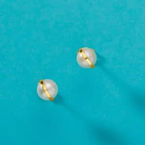Cercei din aur 14K Saturn and Pearls