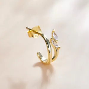 CERCEL din argint Golden Studded Horns