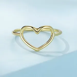 Inel din argint Big Golden Simple Heart