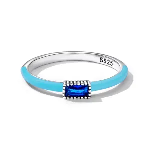 Inel din argint Blue Rectagle Crystal
