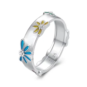 Inel din argint Colourful Daisies
