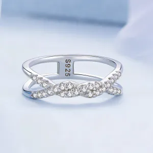 Inel din argint Intersected Crystal Rope