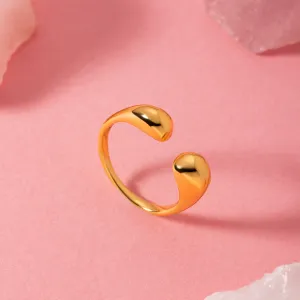 Inel din argint reglabil Minimalist Golden Ring