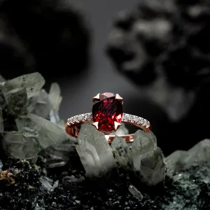 Inel din argint Rose Gold Splendid Garnet