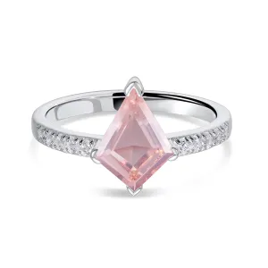 Inel din argint Silver Rhombus Rose Quartz