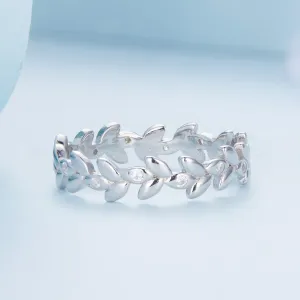 Inel din argint Simple Crystal Leaves