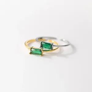 Inel reglabil din argint Silver Green Rectangle