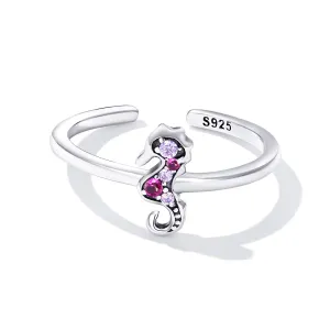 Inel reglabil din argint Seahorse