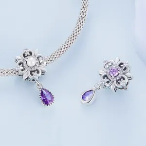 Talisman din argint Flower Purple Drop