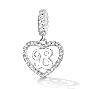 Talisman din argint Heart Letter B